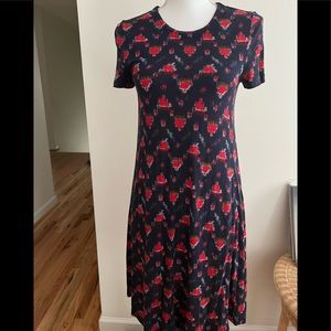 Women’s loft size XS printed rayon floating dress short sleeve round neck